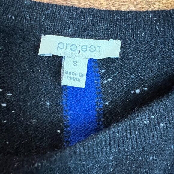 Project Sweater Womens Small 100% Cashmere Black Fleck Knit‎ Long Sleeve Crew S - Picture 8 of 9